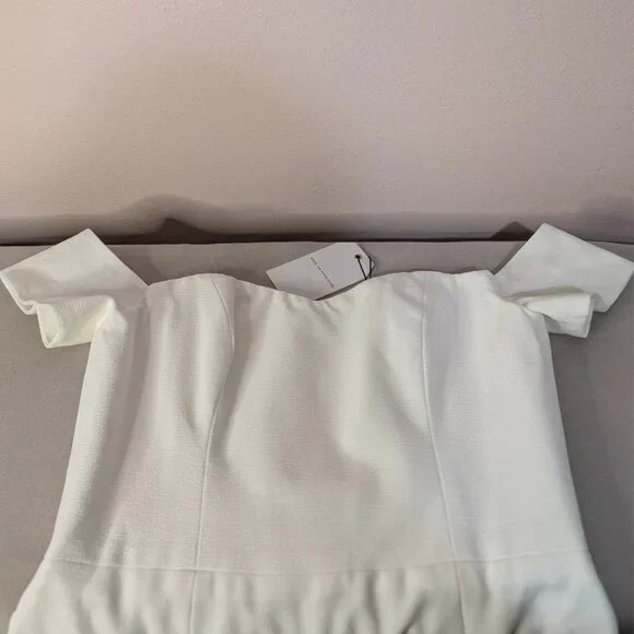 (NWT) Dress The Population Womens Off The Shoulder Dress M Off White Ivory NEW - Picture 8 of 14